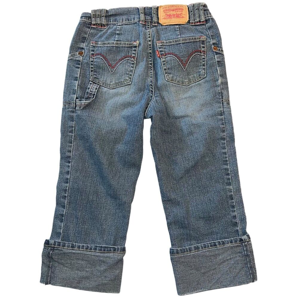 Vintage Levis Girls Capri Denim Blue Jeans Pants Rolled Cuffs Mid Wash Size 10 - Picture 5 of 9